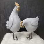 مجسمه مرغ و خروس پا فلزی